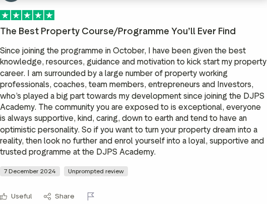 Trustpilot review for the DJPS Academy
