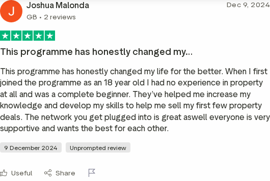 Trustpilot review for the DJPS Academy