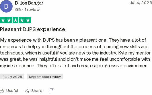 Trustpilot review for the DJPS Academy