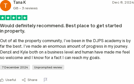 Trustpilot review for the DJPS Academy