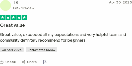 Trustpilot review for the DJPS Academy