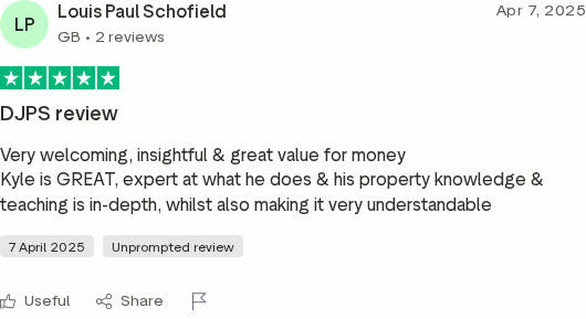 Trustpilot review for the DJPS Academy